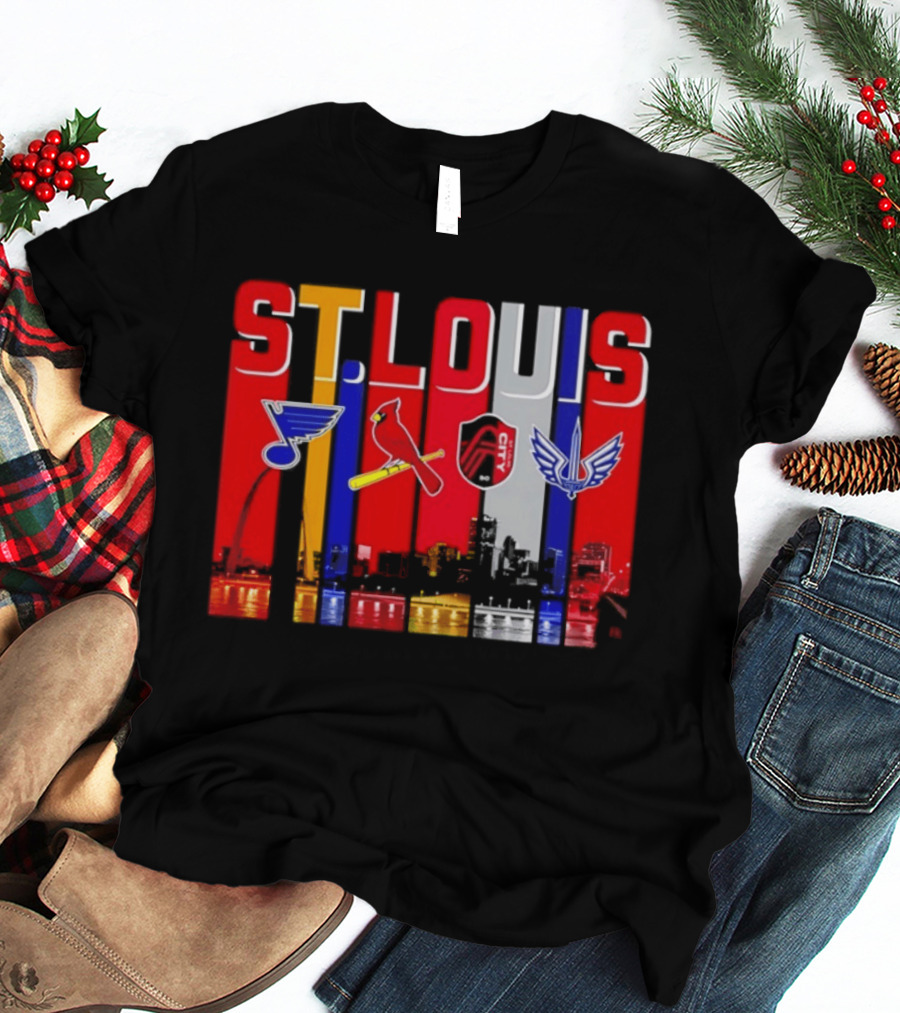 St Louis City Blues Cardinals BattleHawks Skyline Season 2026 T-Shirt