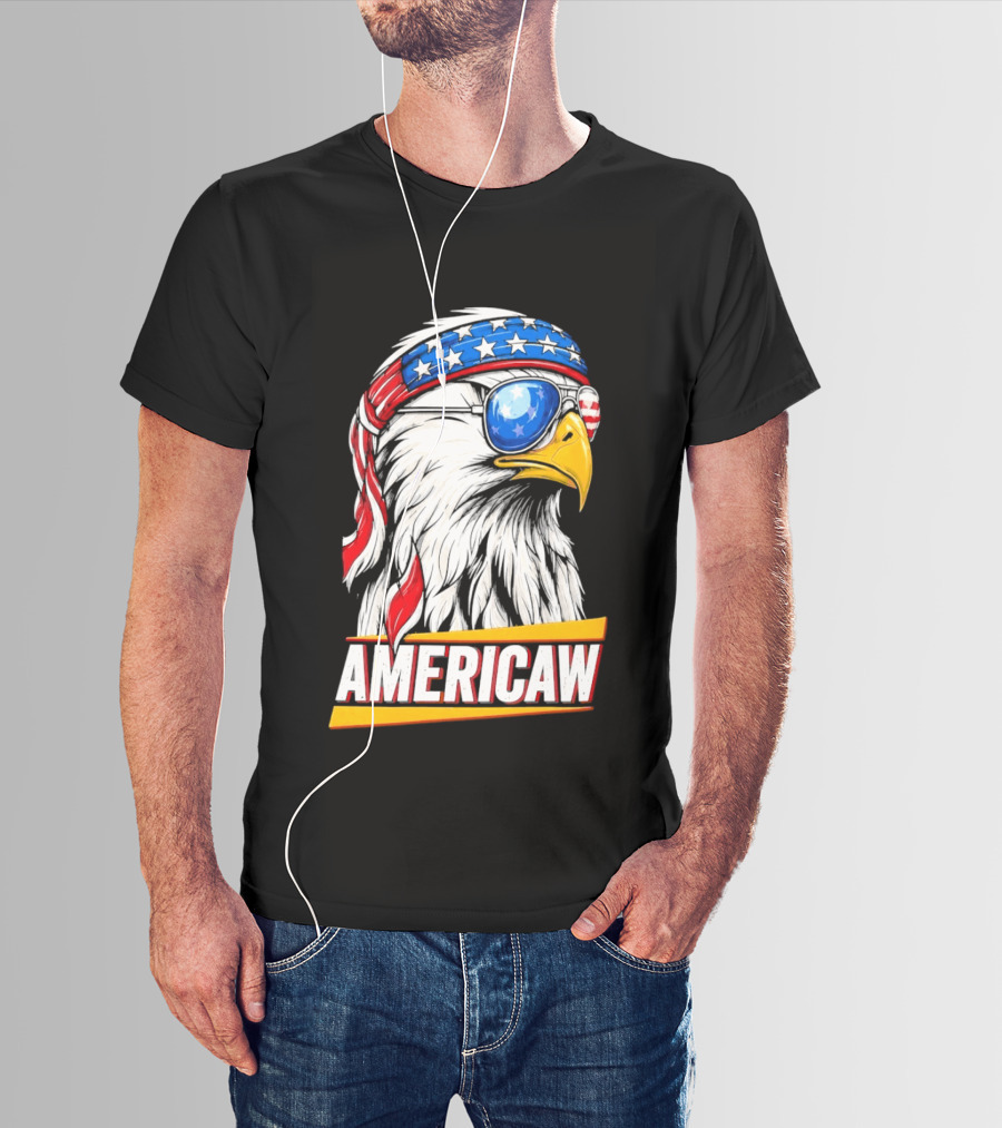 Bald Eagle Americaw Bandana American Flag USA T-Shirt