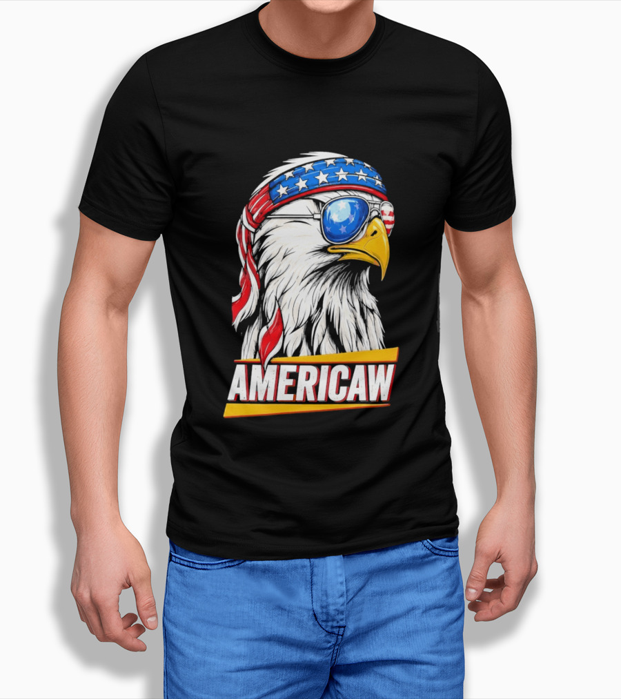 Bald Eagle Americaw Bandana American Flag USA T-Shirt