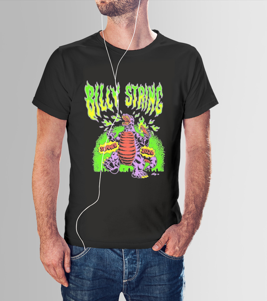 Billy Strings Summer 2026 Terrible Lizard Monster Concert Tour Neon Comic T-Shirt