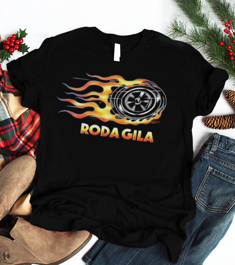 Roda Gila Kelompok Penerbang Roket Motorbike Flame Wheel Graphic 2 Sided T-Shirt