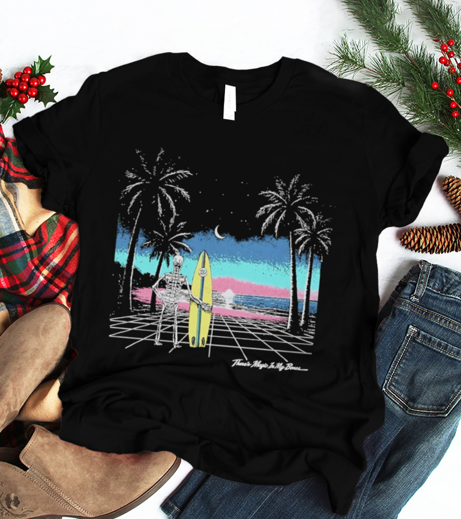 Imagine Dragons There's Magic In My Bones Retro Tropical Surf Scene Palms Sunset Ocean Beach Moon Surfer T-Shirt