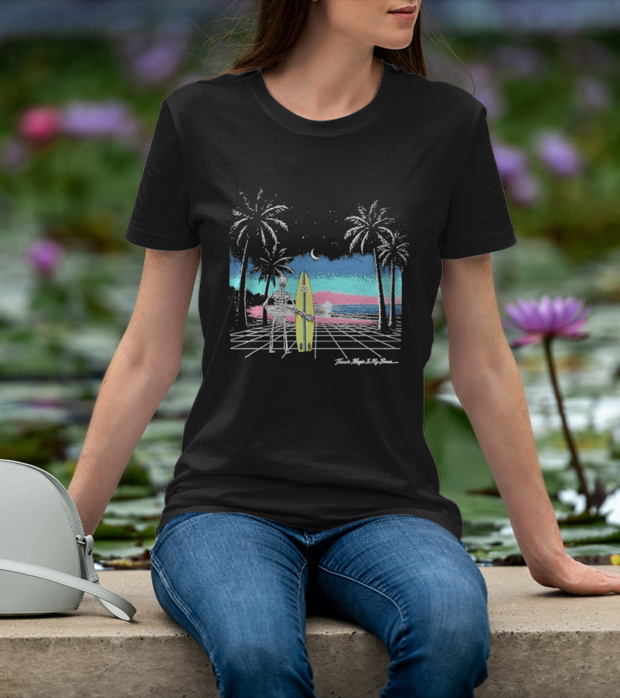 Imagine Dragons There's Magic In My Bones Retro Tropical Surf Scene Palms Sunset Ocean Beach Moon Surfer T-Shirt