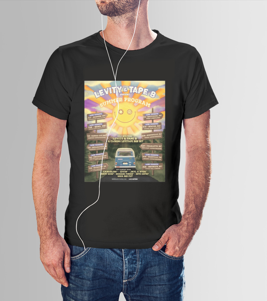Levity & Tape B Summer Program 2026 Tour Dates Featuring Levitate B2B Set With Canabliss Effin Jkyl & Hyde T-Shirt