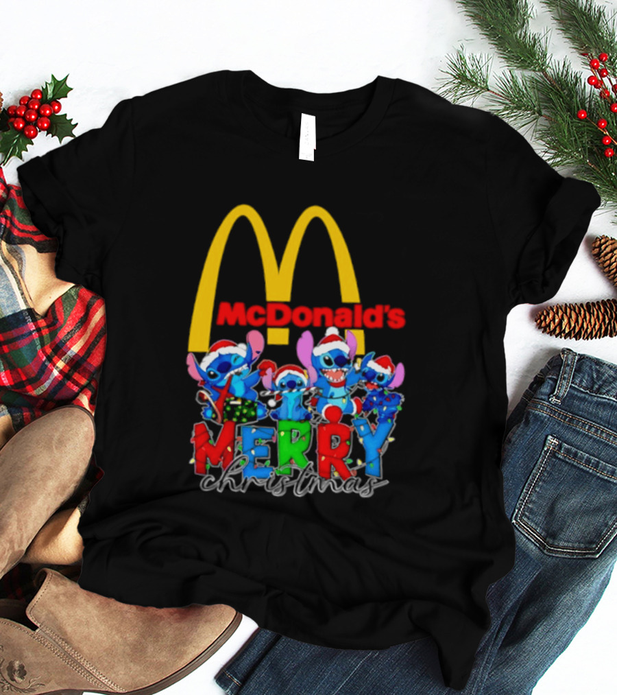 McDonald's Stitch Merry Christmas 2025 T-Shirt