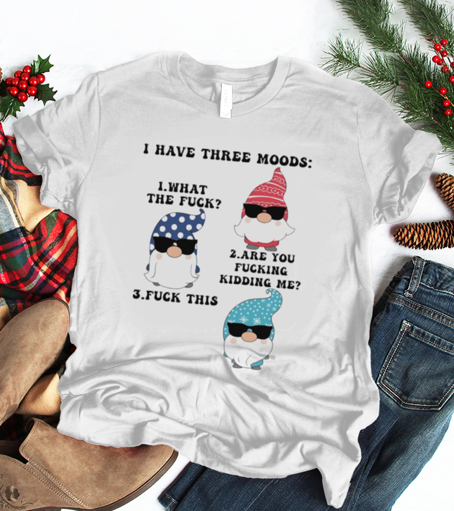 I Have Three Moods What The Fuck Are You Fucking Kidding Me Fuck This Gnome T-Shirt
