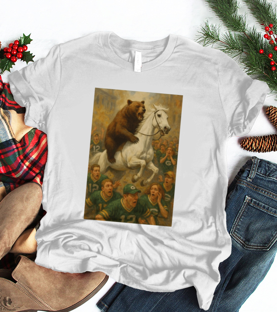 Bear Riding Horse Surprising Green Bay Packers Fans NFL Humor T-Shirt