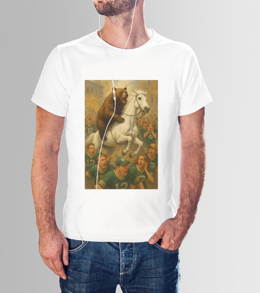 Bear Riding Horse Surprising Green Bay Packers Fans NFL Humor T-Shirt