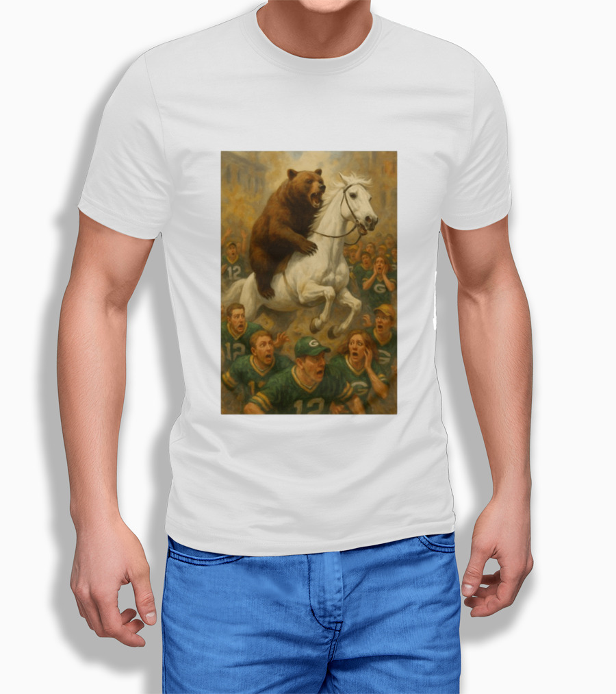 Bear Riding Horse Surprising Green Bay Packers Fans NFL Humor T-Shirt