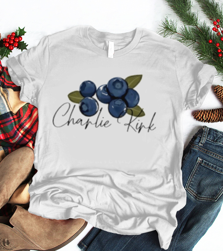 He Is On A Work Trip With Jesus Charlie Kirk 1993 2025 Blueberries T-Shirt