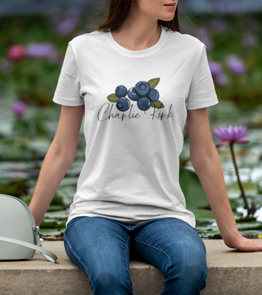 He Is On A Work Trip With Jesus Charlie Kirk 1993 2025 Blueberries T-Shirt
