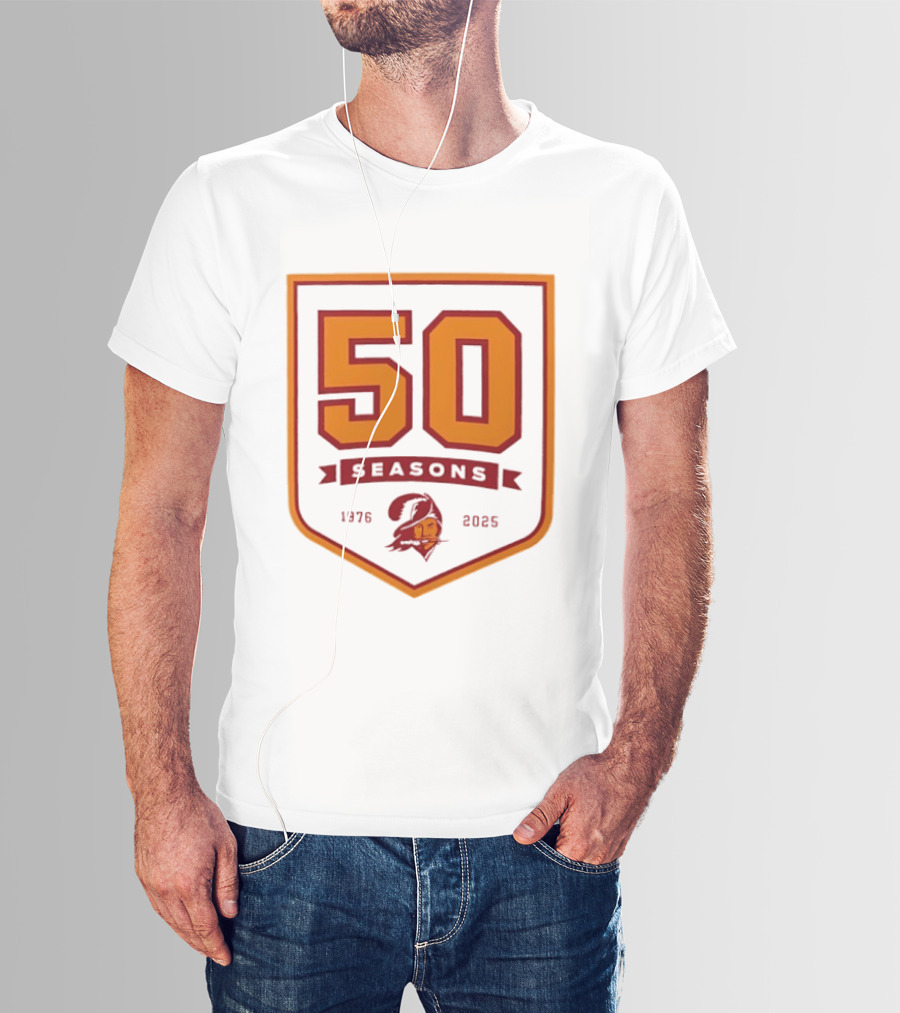 Bucky Irving 7 Tampa Bay Buccaneers 50 Seasons 1976 2025 T-Shirt