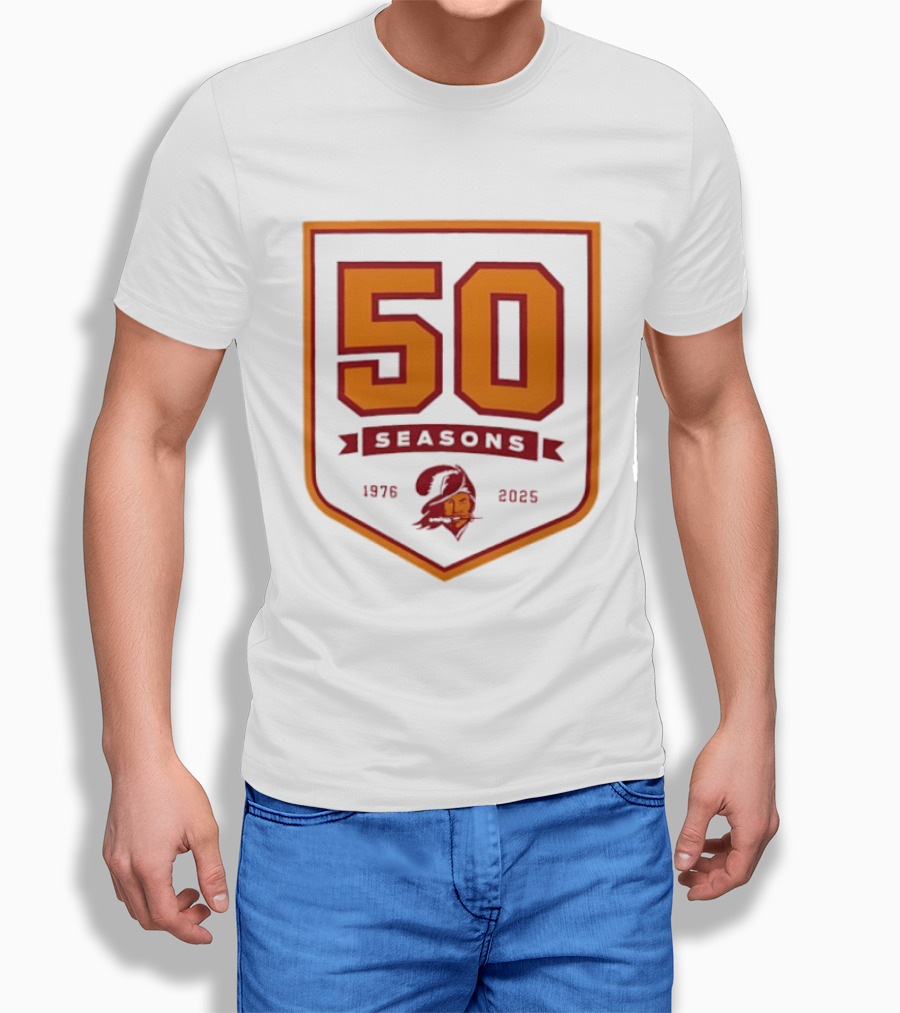 Bucky Irving 7 Tampa Bay Buccaneers 50 Seasons 1976 2025 T-Shirt