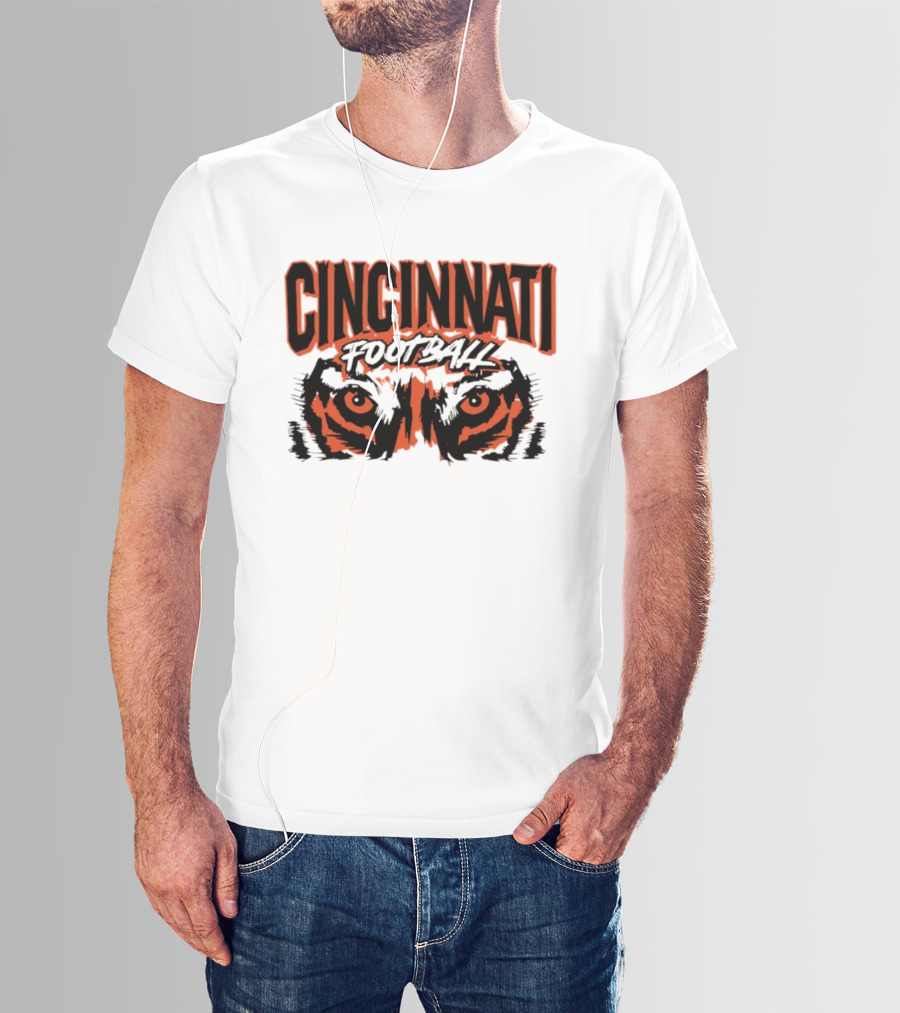 Cincinnati Football Tiger Eyes Grunge T-Shirt