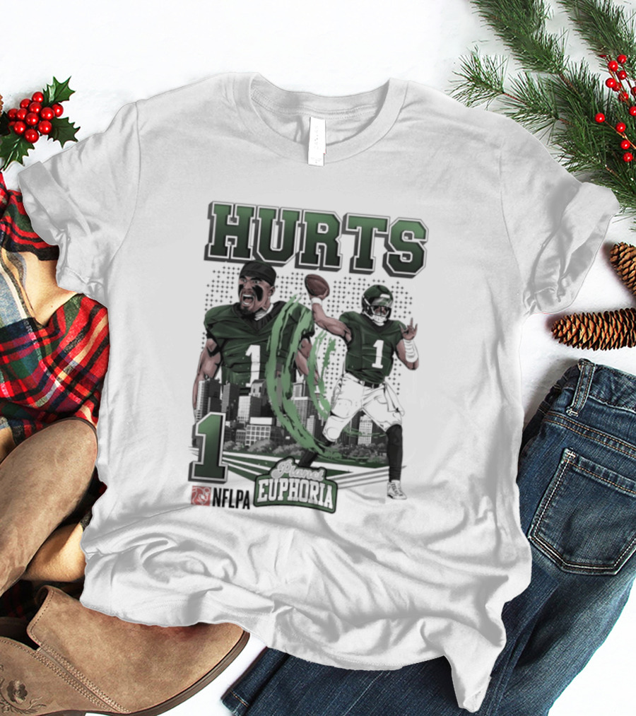 Jalen Hurts 1 Euphoria Philadelphia Eagles Player Collage T-Shirt