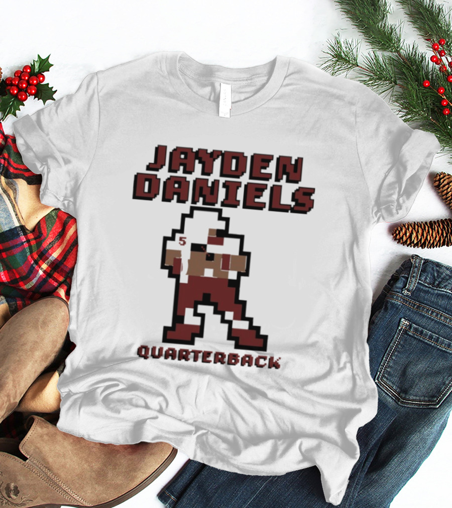 Jayden Daniels 5 Washington Commanders Quarterback Pixel T-Shirt