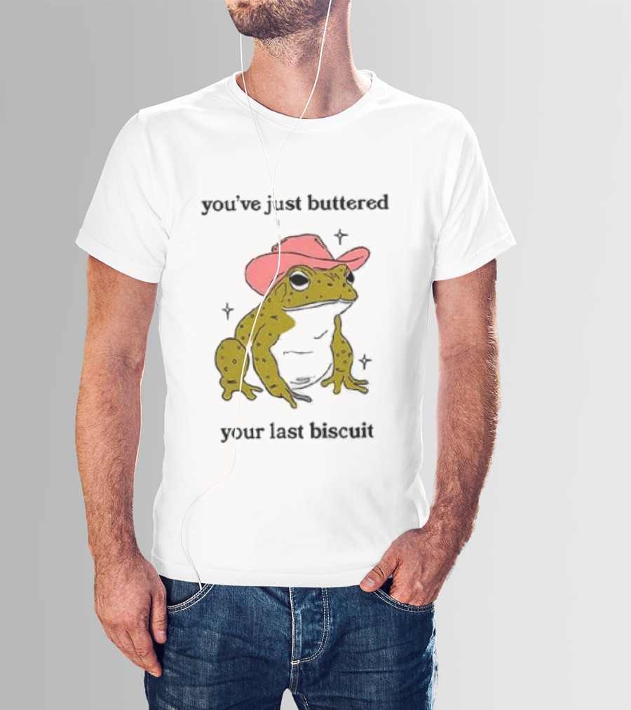 Cowboy Frog You've Just Buttered Your Last Biscuit Pink Hat T-Shirt
