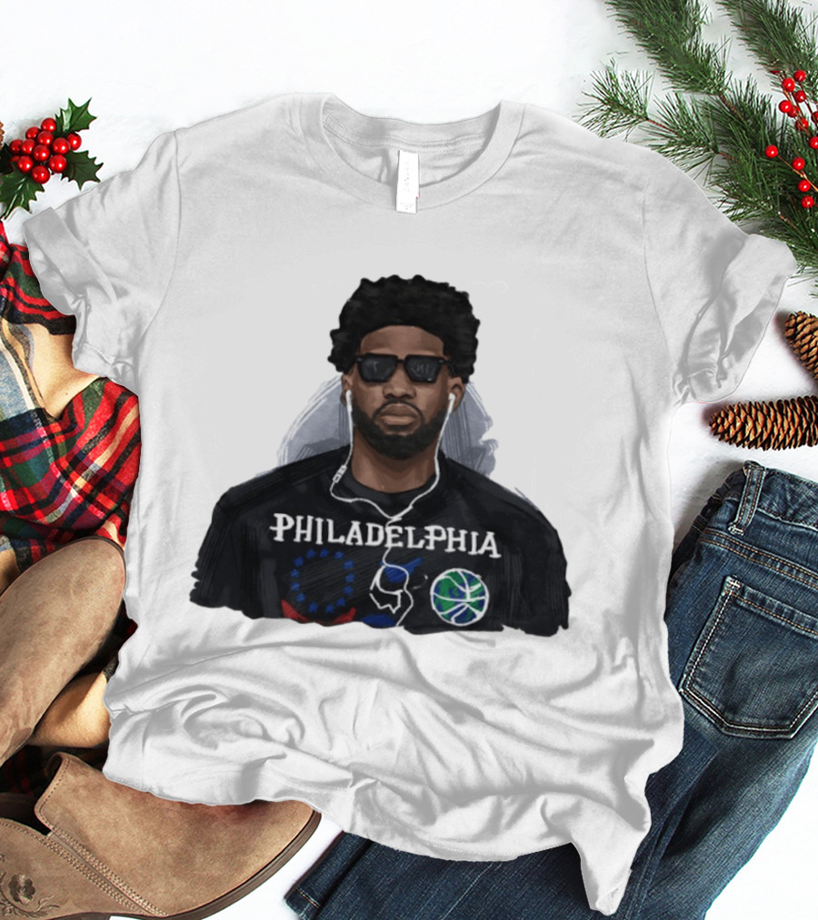 Philadelphia Joel Embiid Wired Earphones Basketball 76ers T-Shirt