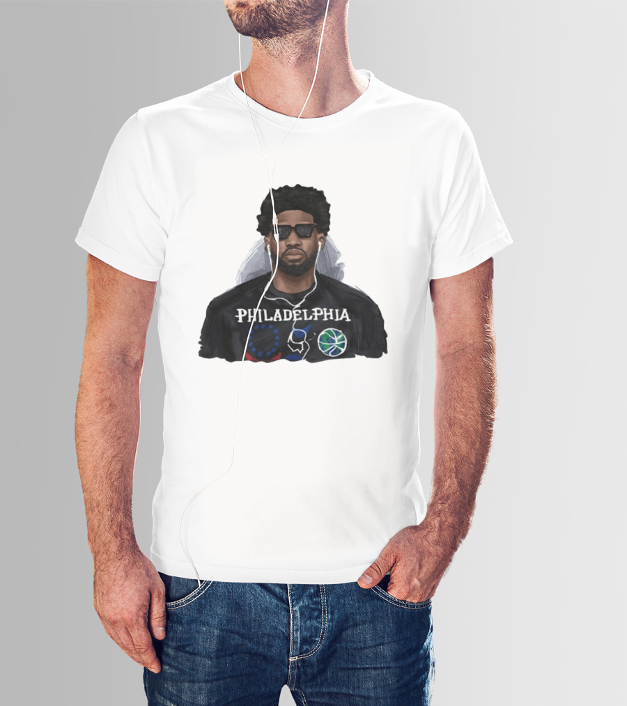 Philadelphia Joel Embiid Wired Earphones Basketball 76ers T-Shirt