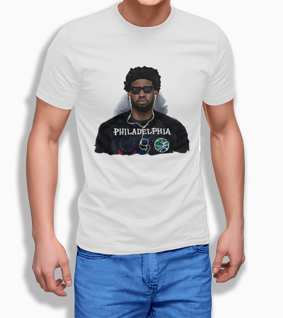 Philadelphia Joel Embiid Wired Earphones Basketball 76ers T-Shirt