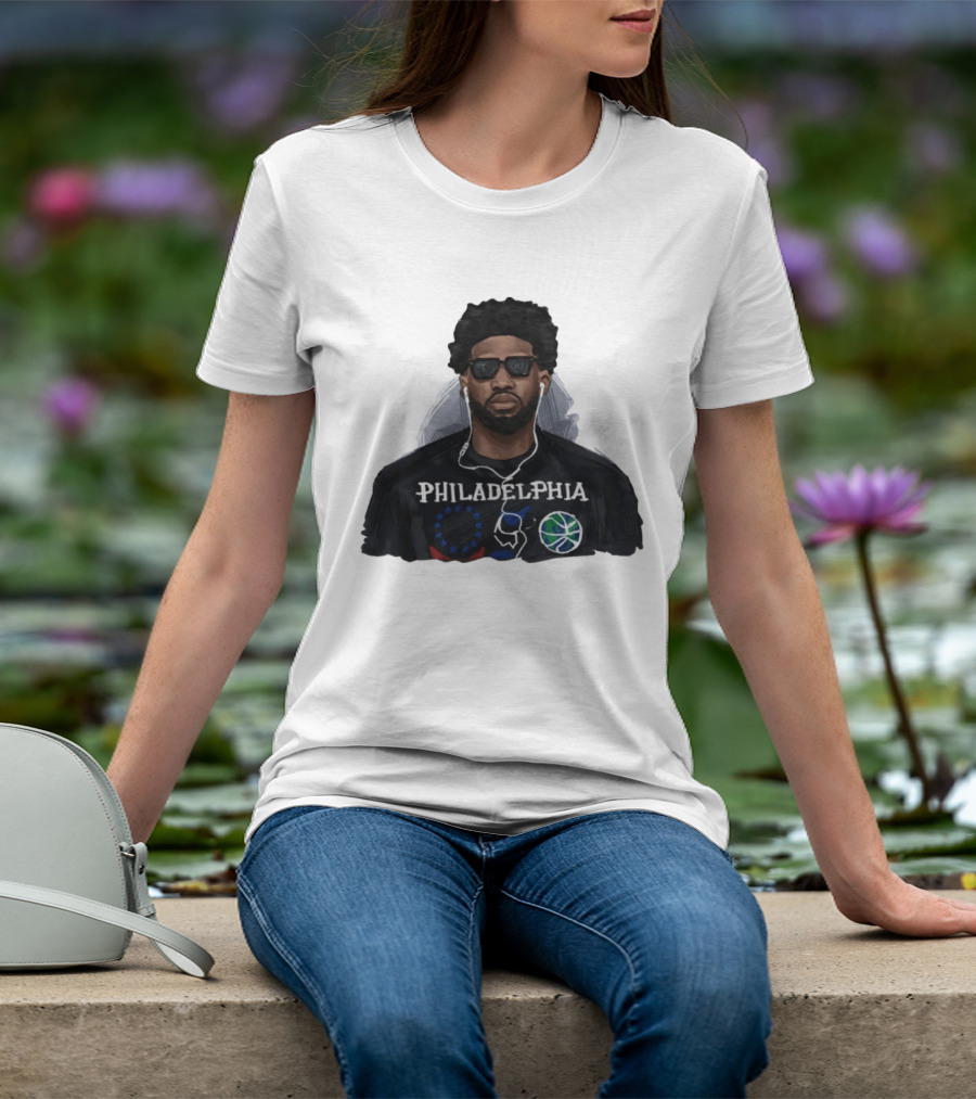 Philadelphia Joel Embiid Wired Earphones Basketball 76ers T-Shirt