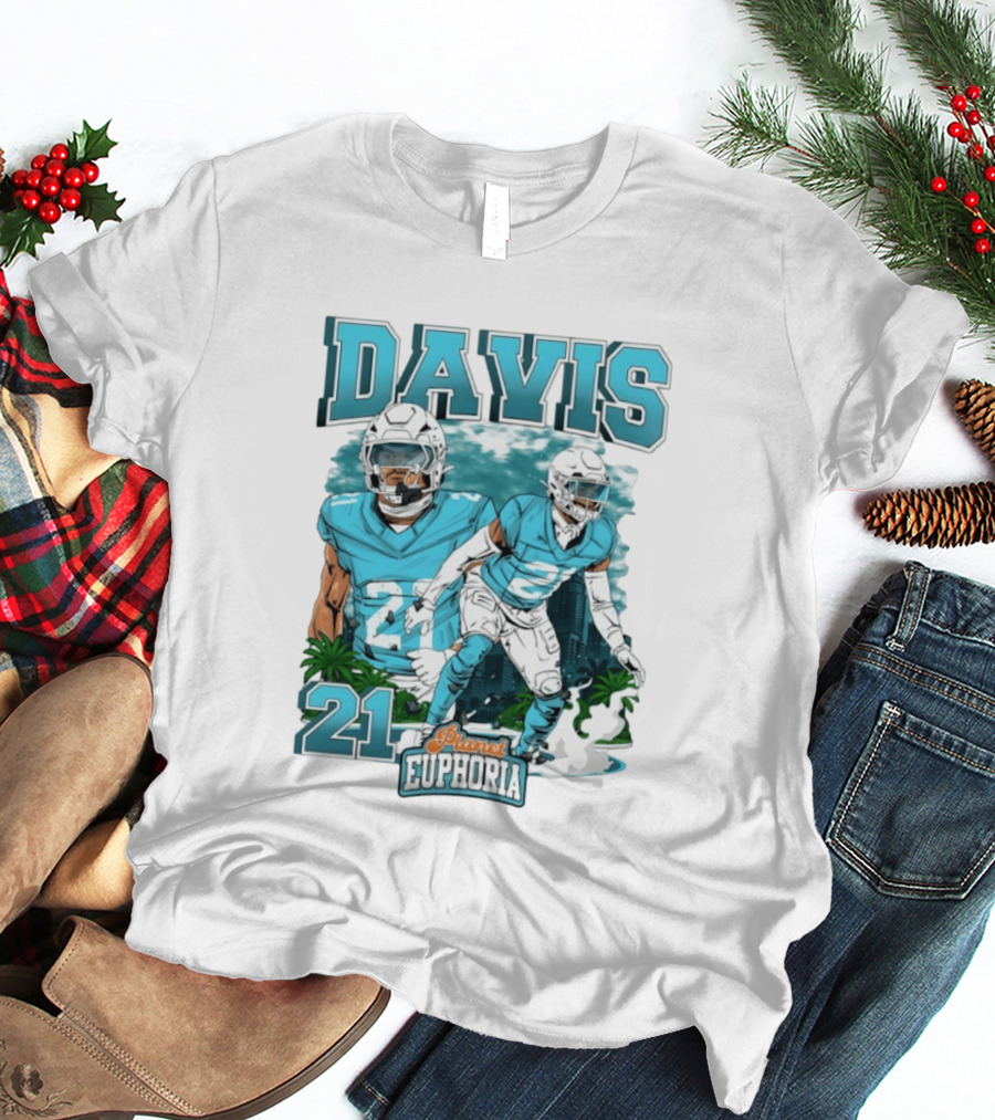 Davis 21 Planet Euphoria Football Player Miami Dolphins T-Shirt