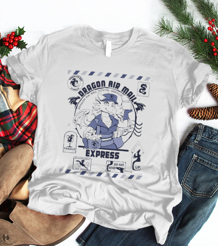 Dragon Air Mail Postal Service Express Stamp Winged Courier T-Shirt