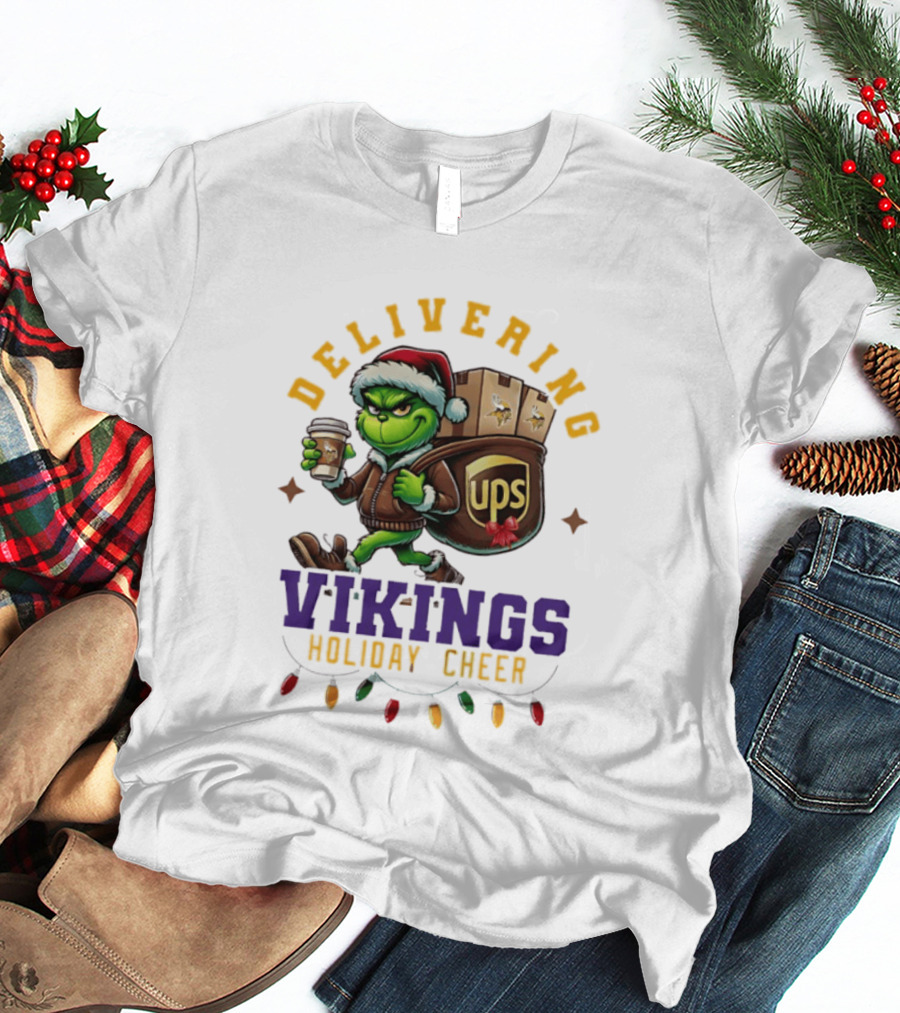Delivering Vikings Holiday Cheer Grinch UPS Christmas T-Shirt