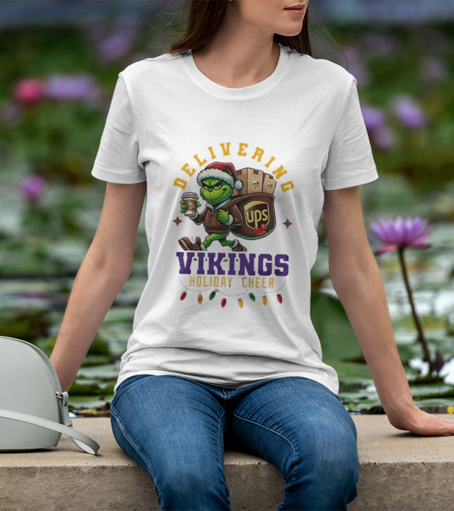 Delivering Vikings Holiday Cheer Grinch UPS Christmas T-Shirt