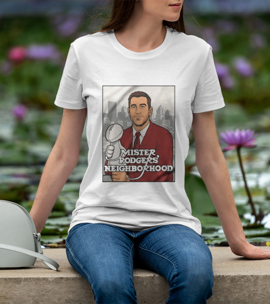 Mister Rodgers Neighborhood Aaron Rodgers Pittsburgh Skyline T-Shirt