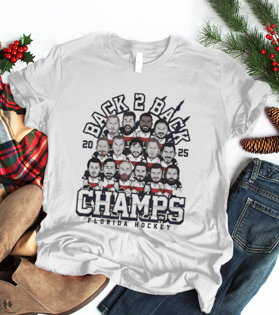 Florida Panthers Back 2 Back Champs 2025 Hockey T-Shirt
