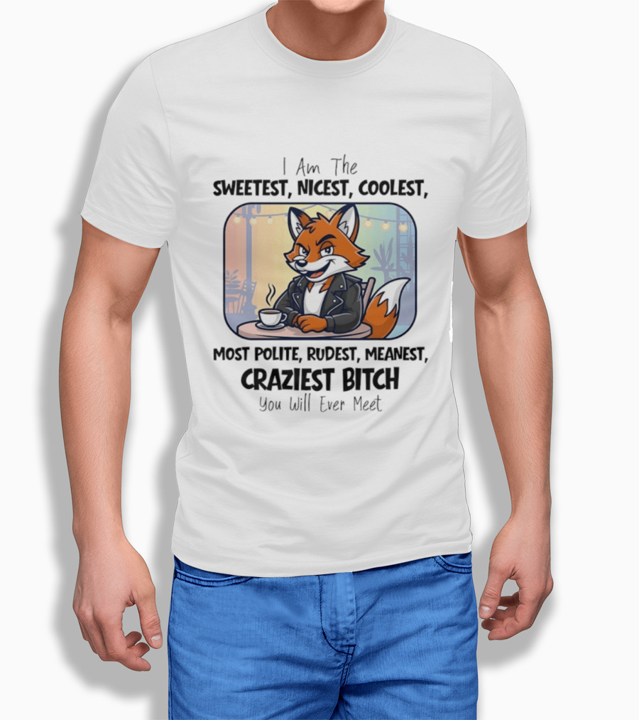 I Am The Sweetest Nicest Coolest Most Polite Rudest Meanest Craziest Bitch You Will Ever Meet Fox Coffee T-Shirt