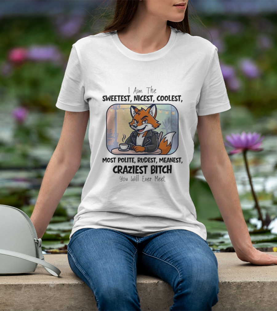 I Am The Sweetest Nicest Coolest Most Polite Rudest Meanest Craziest Bitch You Will Ever Meet Fox Coffee T-Shirt