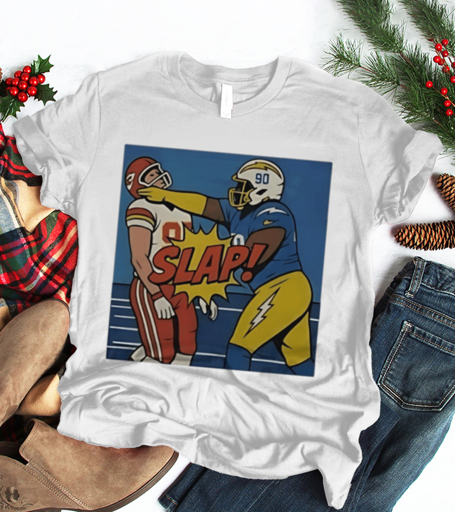 SLAP Teair Tart Hits Travis Kelce Helmets Chargers Chiefs Football T-Shirt