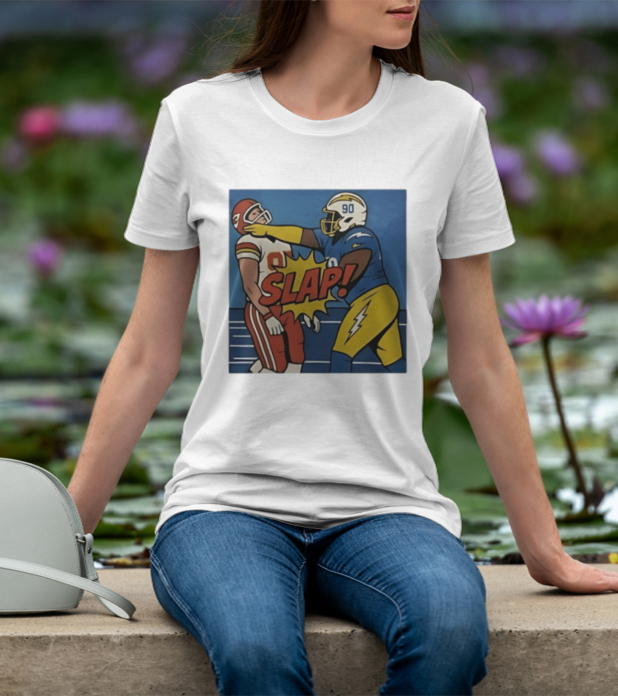 SLAP Teair Tart Hits Travis Kelce Helmets Chargers Chiefs Football T-Shirt