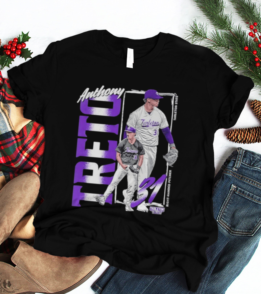 Anthony Treto 31 Tarleton State Baseball Pitcher T-Shirt