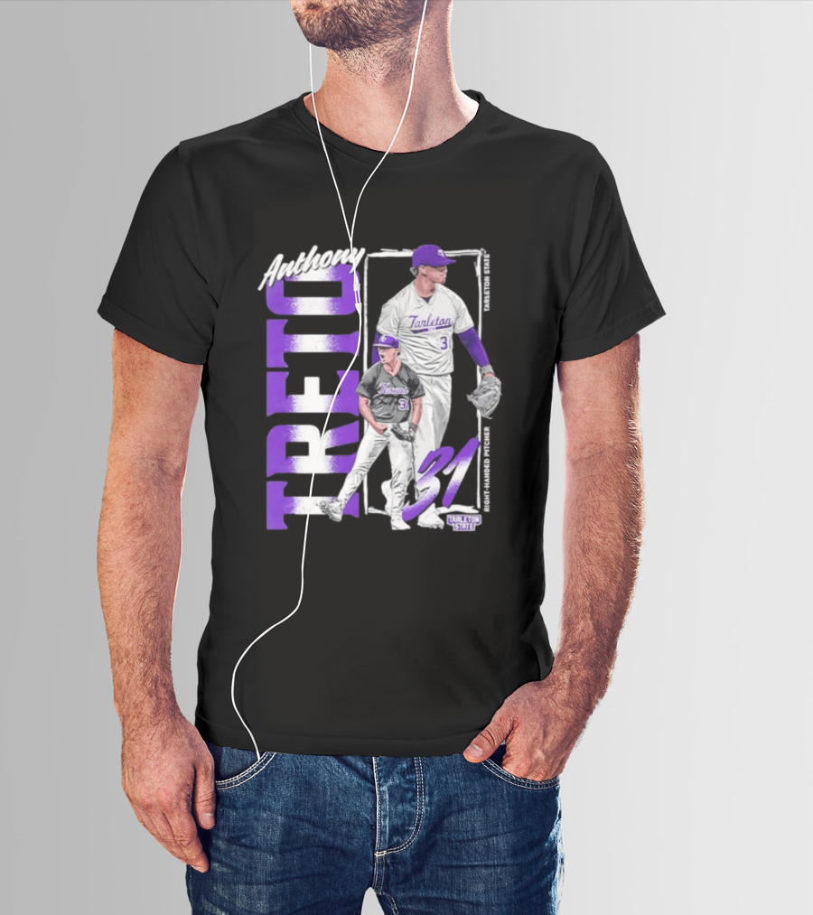 Anthony Treto 31 Tarleton State Baseball Pitcher T-Shirt