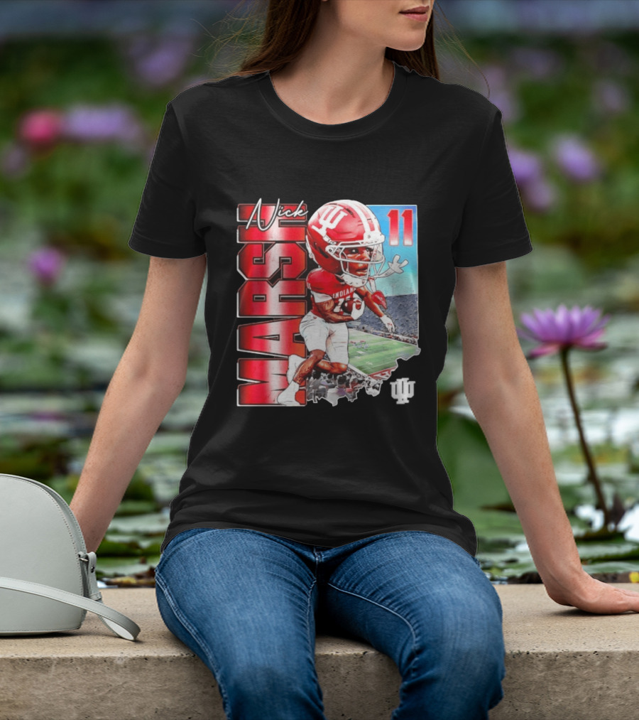 Nick Marsh Indiana Hoosiers Football Caricature 11 Stadium Scene T-Shirt