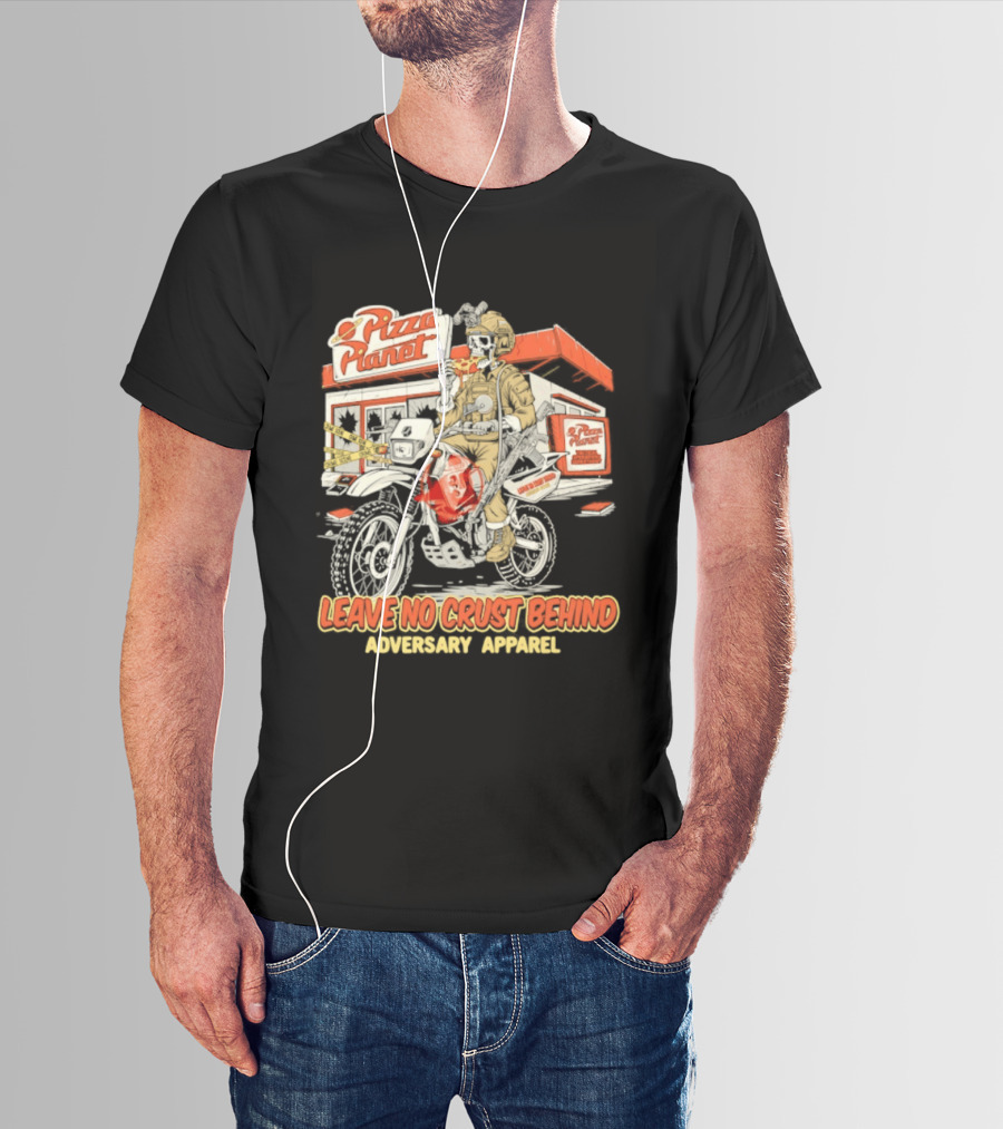 Pizza Planet Tactical Operations Department Funny Motorcycle Leave No Crust Behind T-Shirt