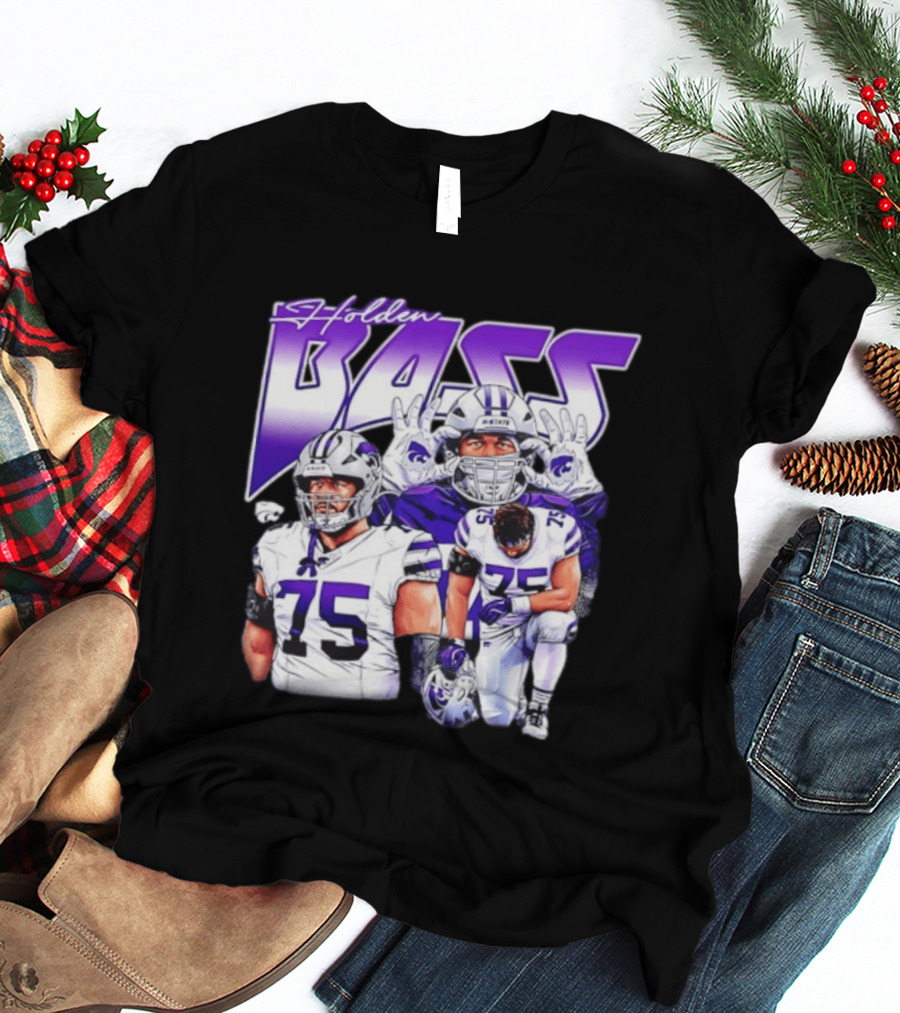 Holden Bass 75 Kansas State Wildcats NCAA Football Player T-Shirt