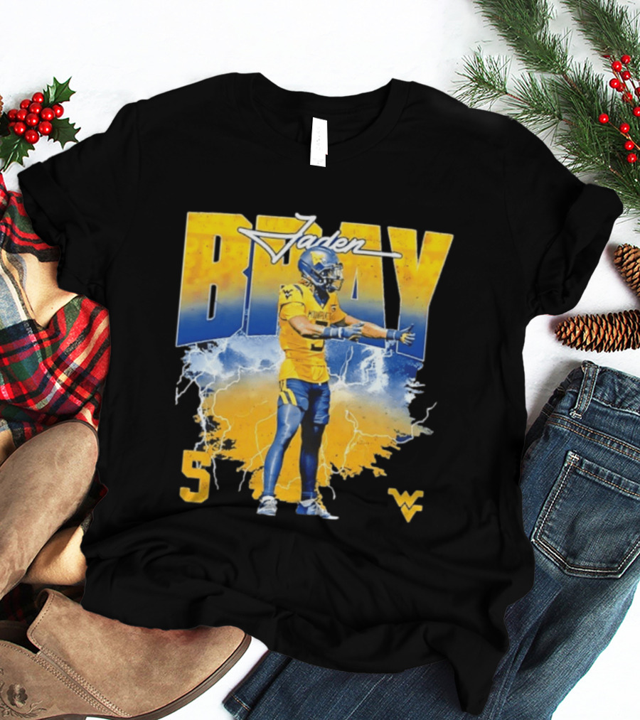 Jaden Bray 5 West Virginia Football NCAA Player WVU Mountaineers T-Shirt