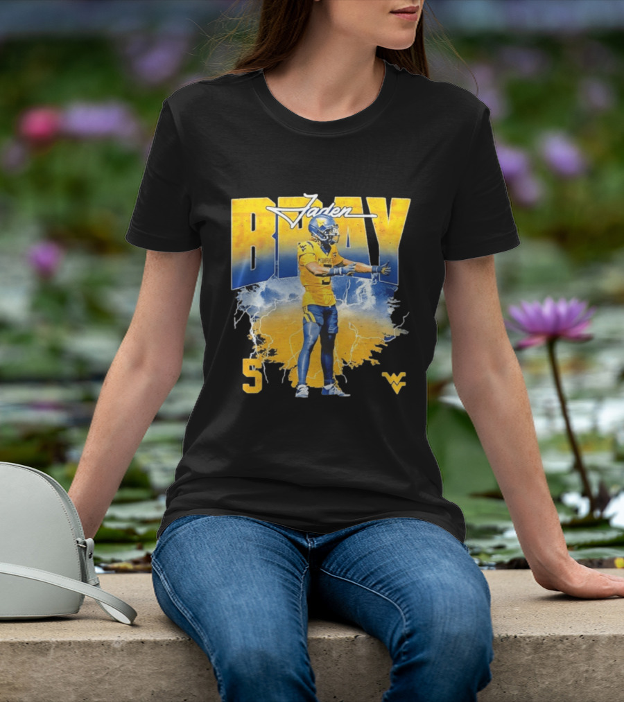 Jaden Bray 5 West Virginia Football NCAA Player WVU Mountaineers T-Shirt