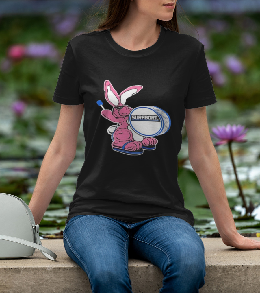 Surfbort Pink Bunny Drummer With Drumsticks And Bass Drum T-Shirt