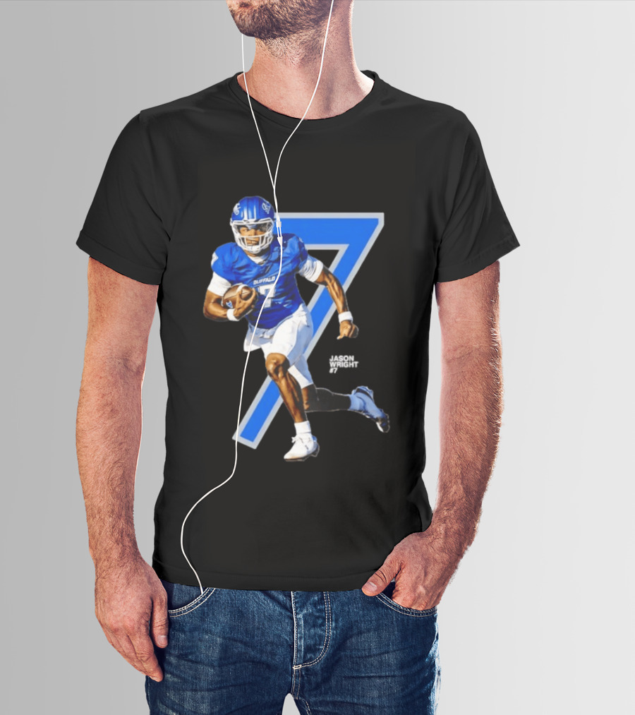 Buffalo Bulls Quarterback Jason Wright Number 7 NCAA Football Star Player T-Shirt