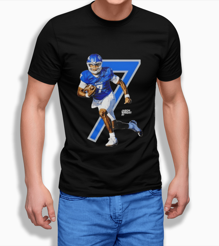 Buffalo Bulls Quarterback Jason Wright Number 7 NCAA Football Star Player T-Shirt
