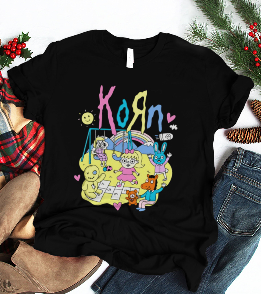 Korn Playground Cartoon Pastel Nu Metal Band T-Shirt