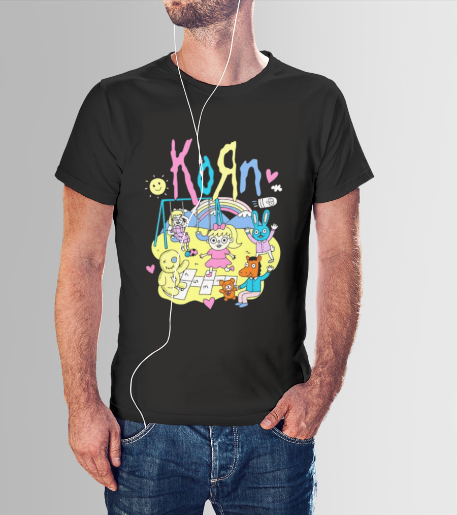 Korn Playground Cartoon Pastel Nu Metal Band T-Shirt