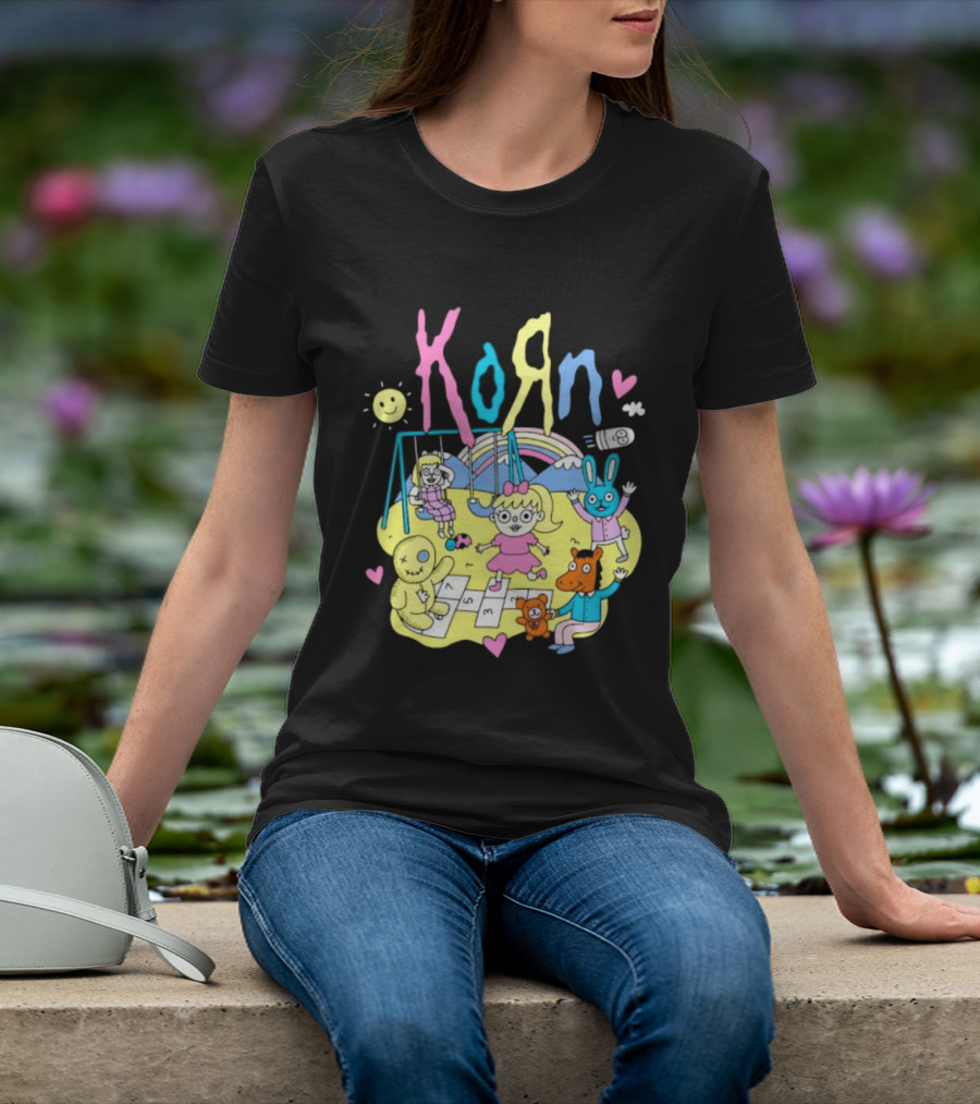 Korn Playground Cartoon Pastel Nu Metal Band T-Shirt