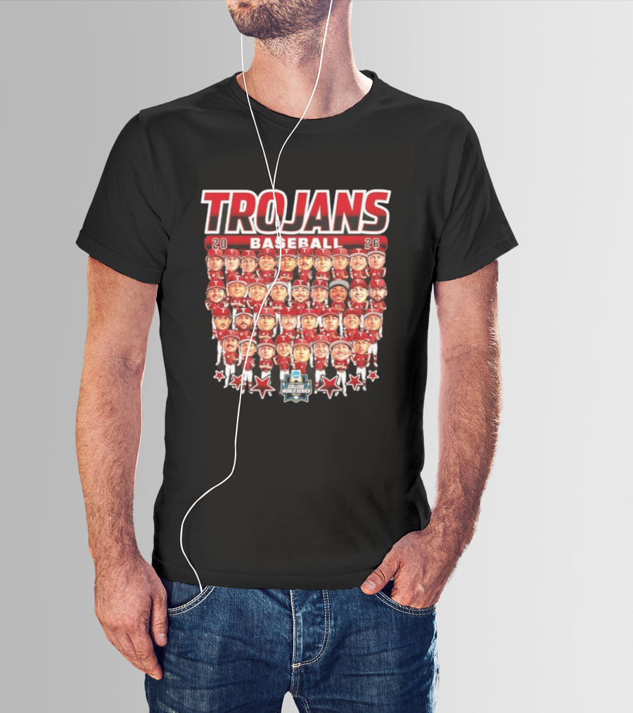 Trojans 2026 Baseball Team Caricatures NCAA College World Series T-Shirt