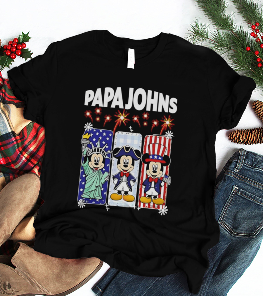 Papa Johns Mickey Mouse America 250th Anniversary Celebration T-Shirt